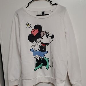 Disney White Sweatshirt. Minnie On Front Mickey On Back